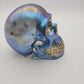 Blue and Gold Resin Skull - Resonating Crystal Creations