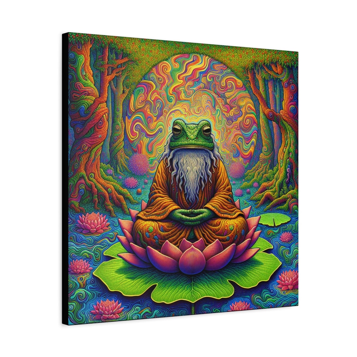 Canvas Art: Meditating Zen Frog - Resonating Crystal Creations