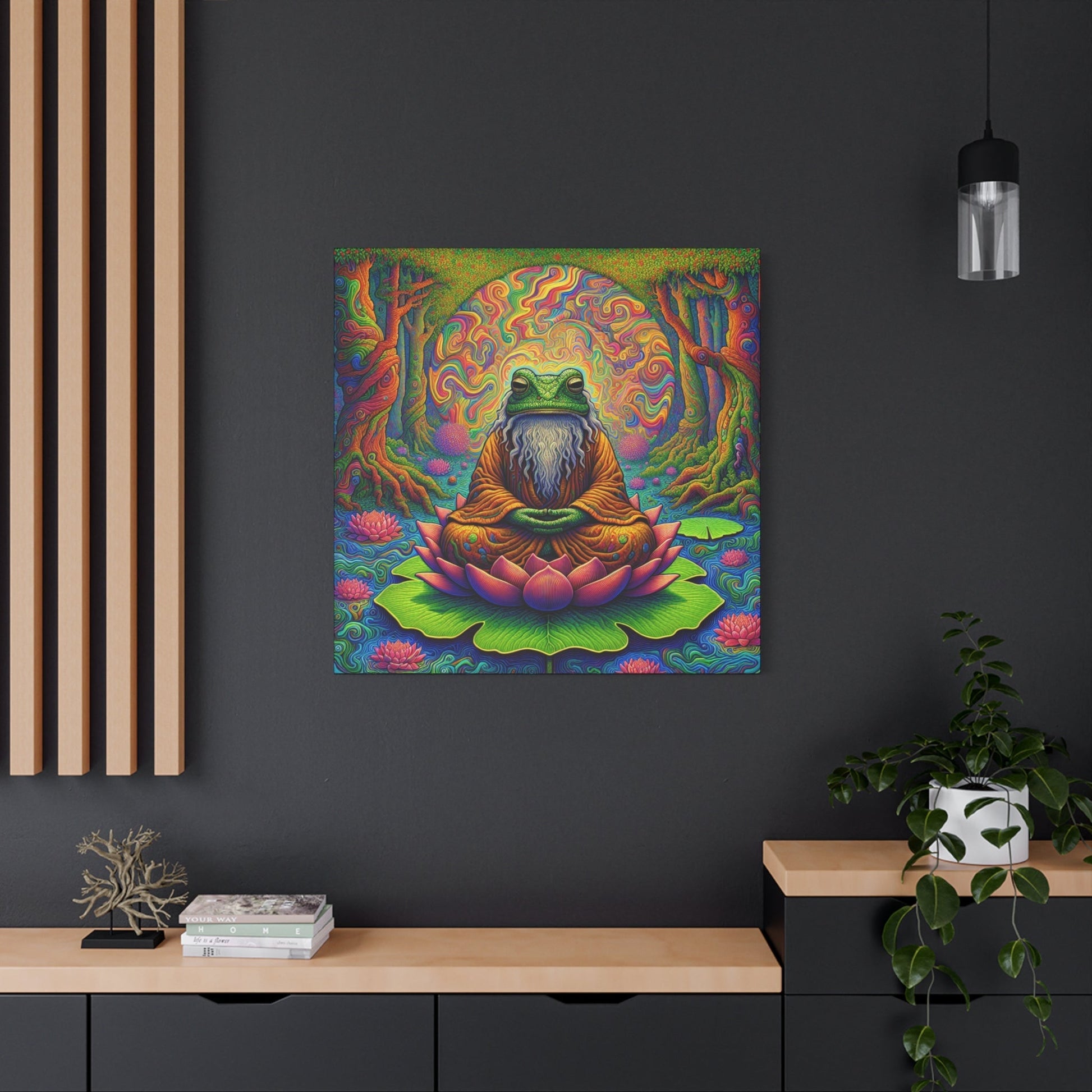 Canvas Art: Meditating Zen Frog - Resonating Crystal Creations