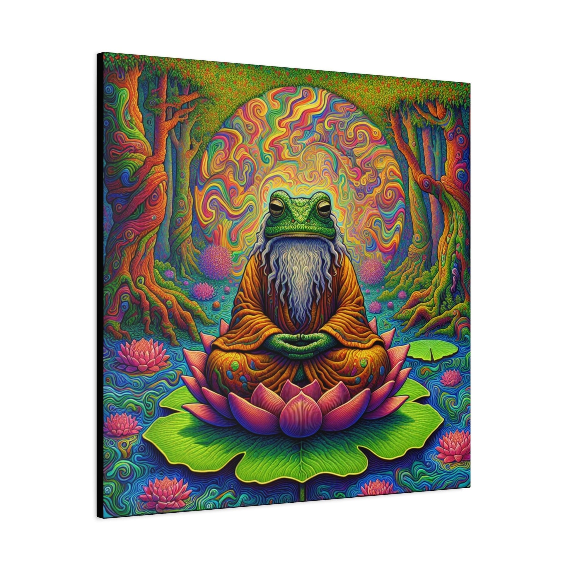 Canvas Art: Meditating Zen Frog - Resonating Crystal Creations