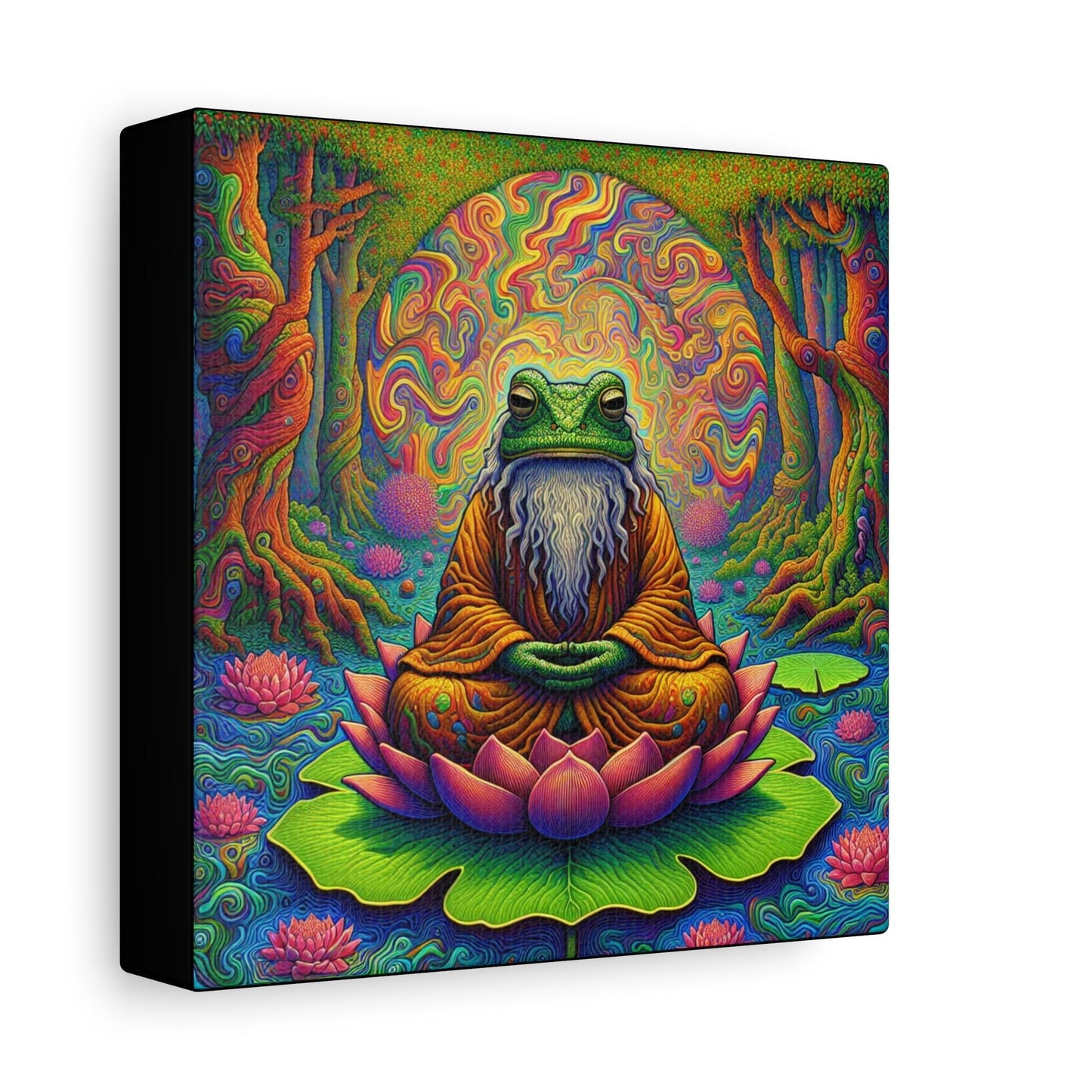 Canvas Art: Meditating Zen Frog - Resonating Crystal Creations