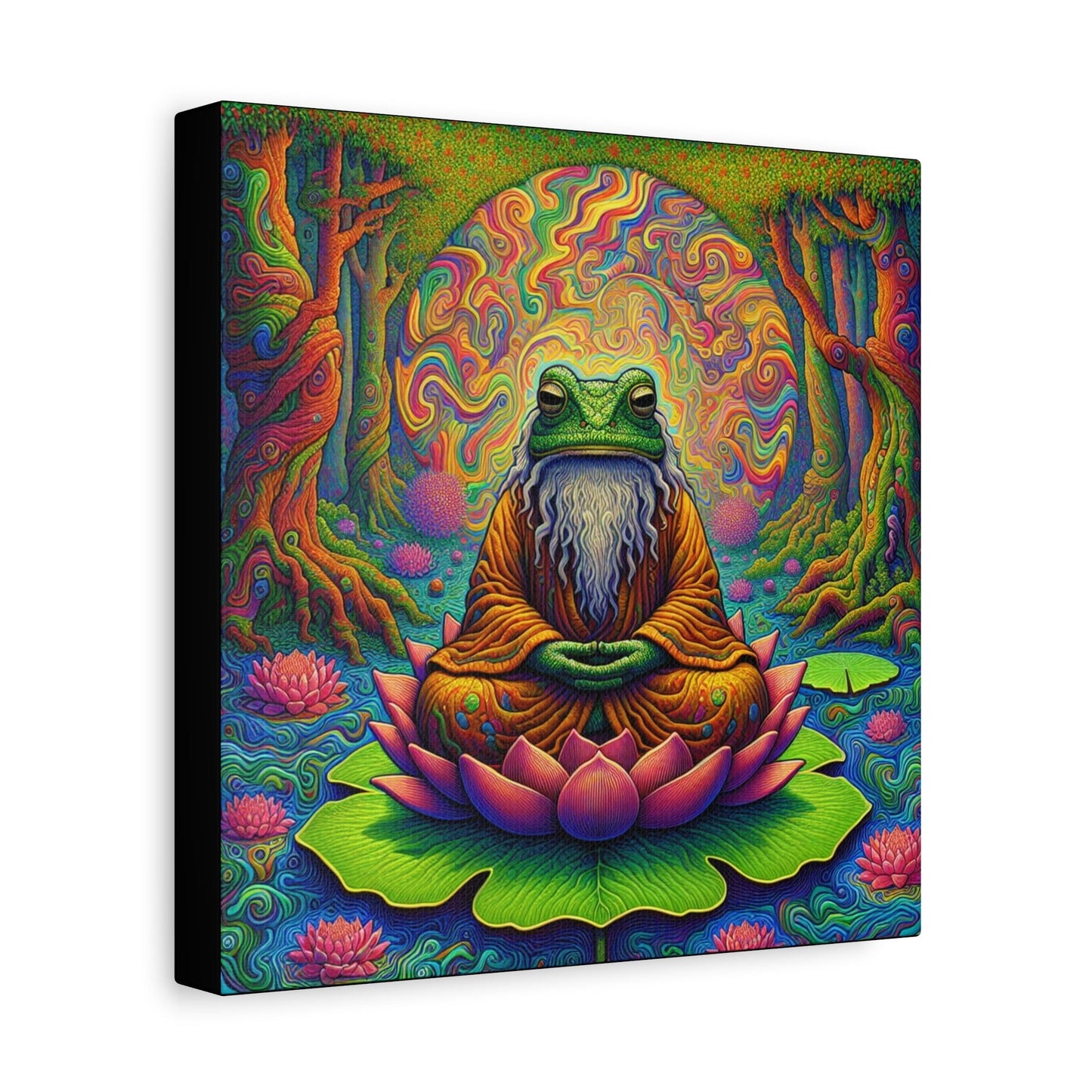 Canvas Art: Meditating Zen Frog - Resonating Crystal Creations