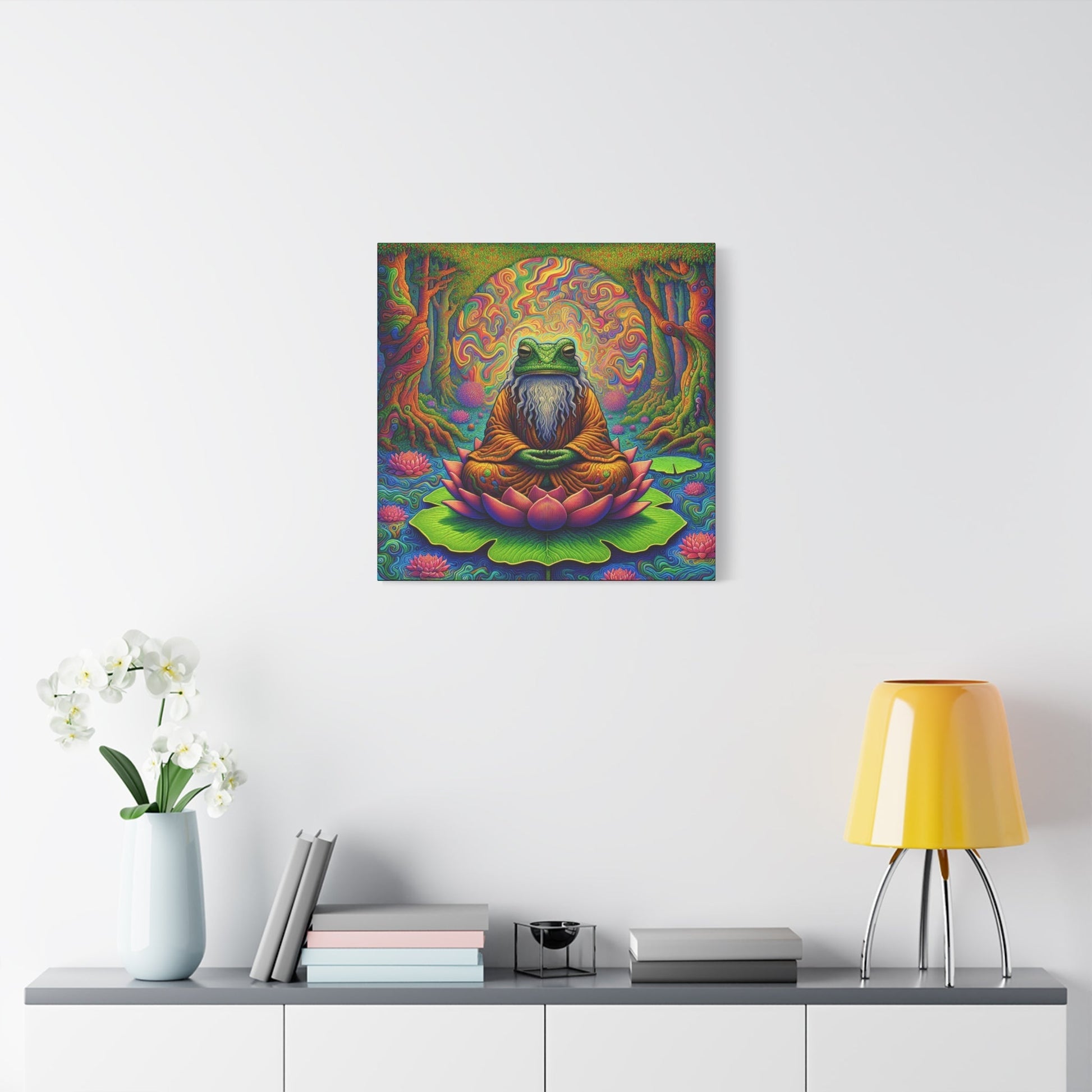 Canvas Art: Meditating Zen Frog - Resonating Crystal Creations