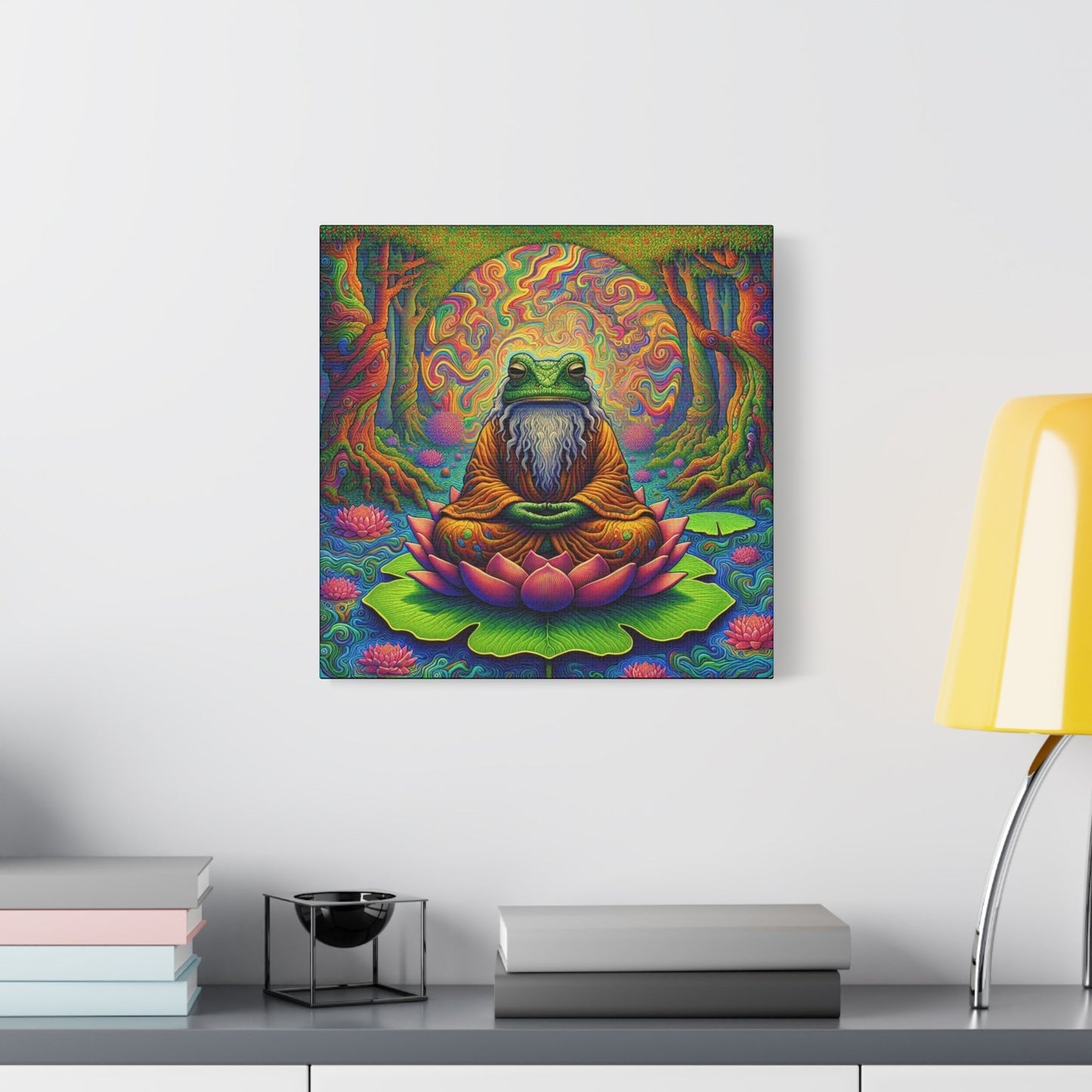 Canvas Art: Meditating Zen Frog - Resonating Crystal Creations