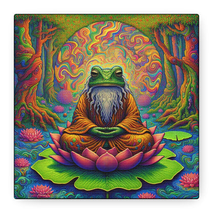 Canvas Art: Meditating Zen Frog - Resonating Crystal Creations