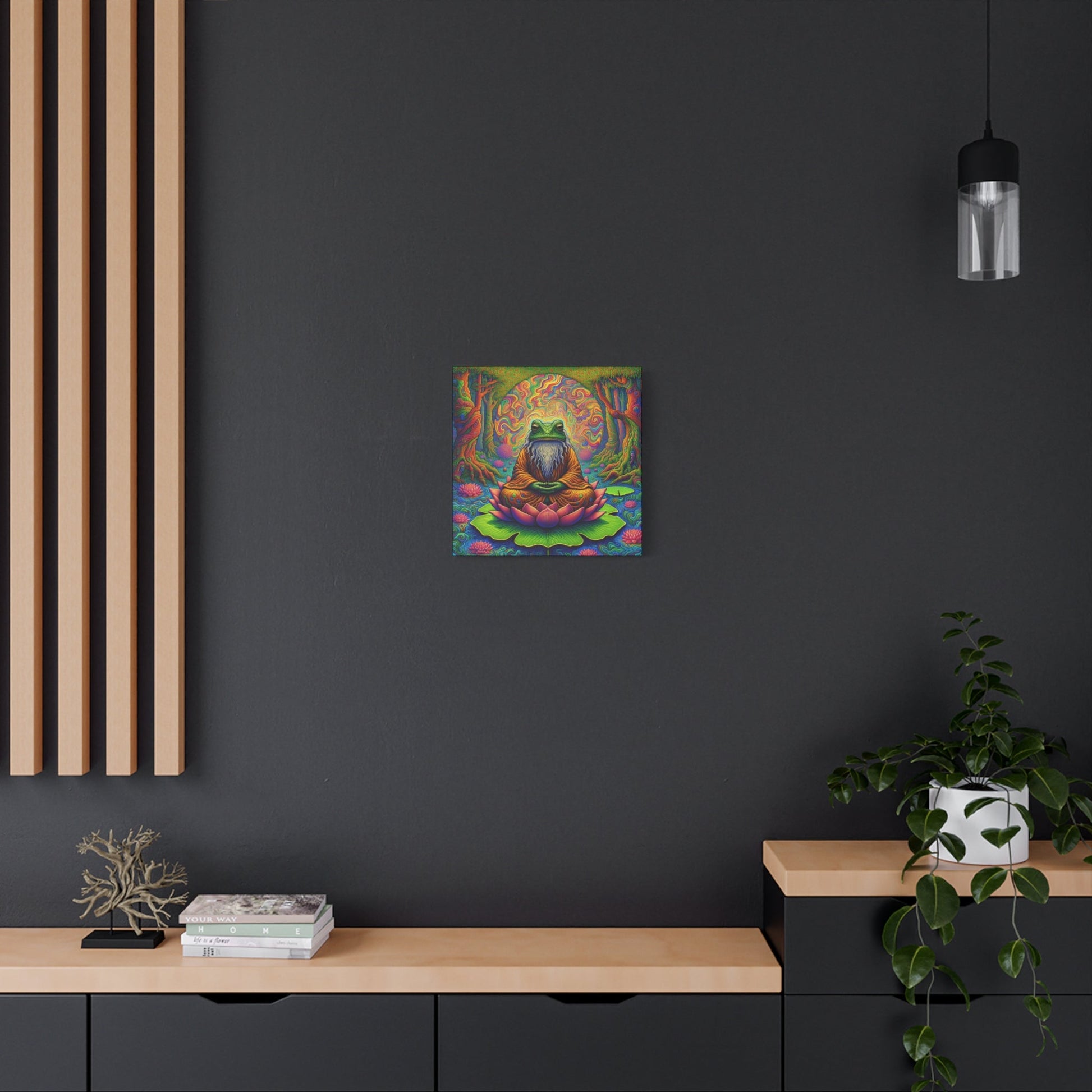 Canvas Art: Meditating Zen Frog - Resonating Crystal Creations