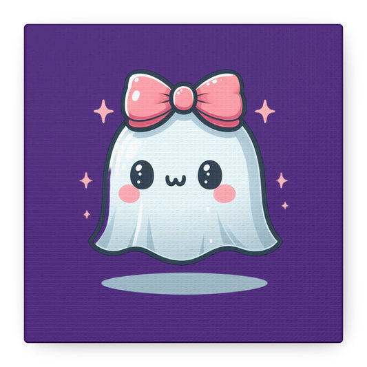 Canvas Print - Cute Ghost with Pink Bow Design - Resonating Crystal Creations