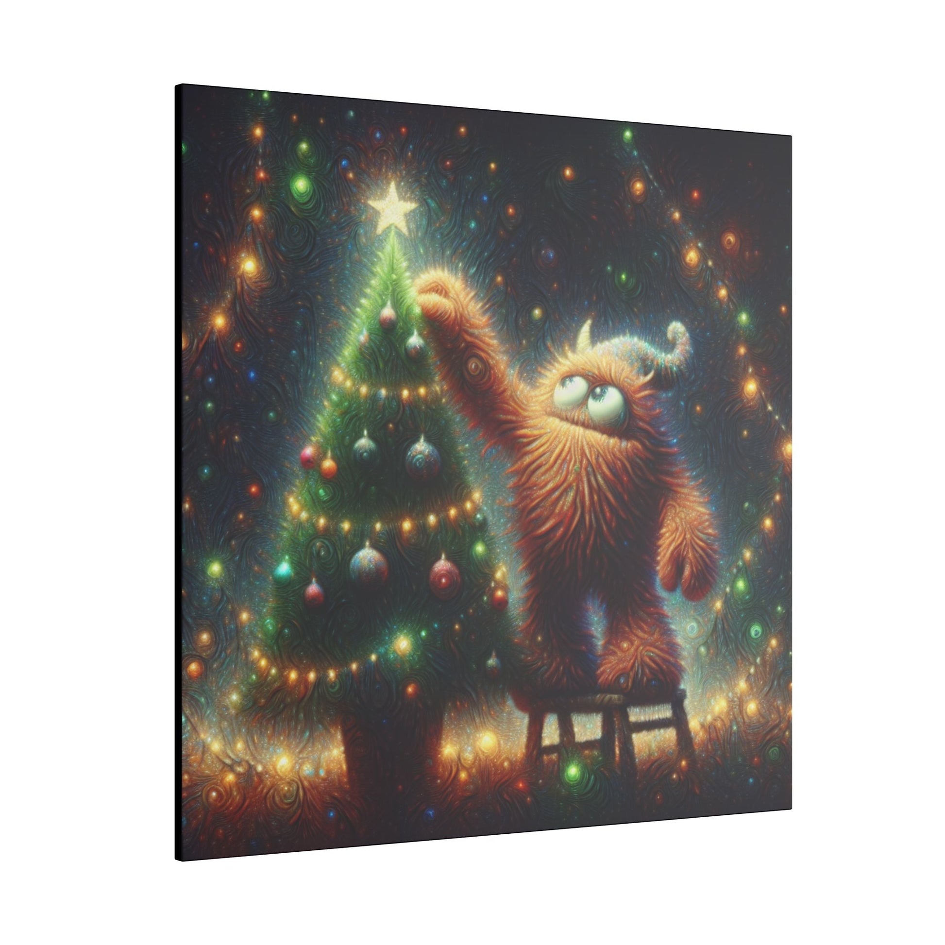 Canvas Print - Cute Monster Decorating Christmas Tree - Resonating Crystal Creations