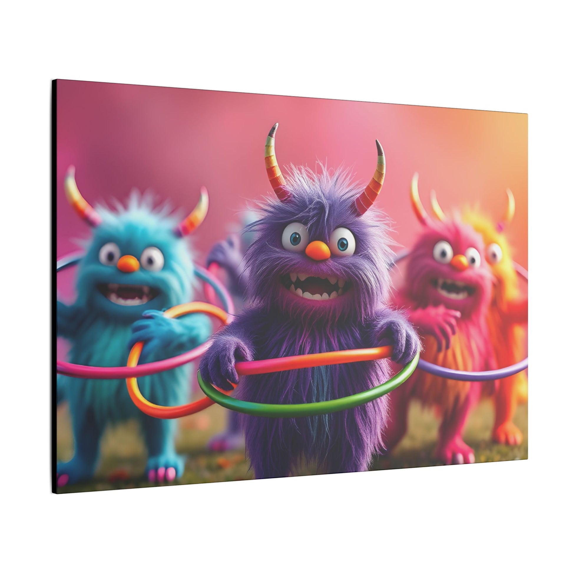 Canvas Print Cute Monsters Hula Hooping - Resonating Crystal Creations