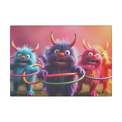 Canvas Print Cute Monsters Hula Hooping - Resonating Crystal Creations