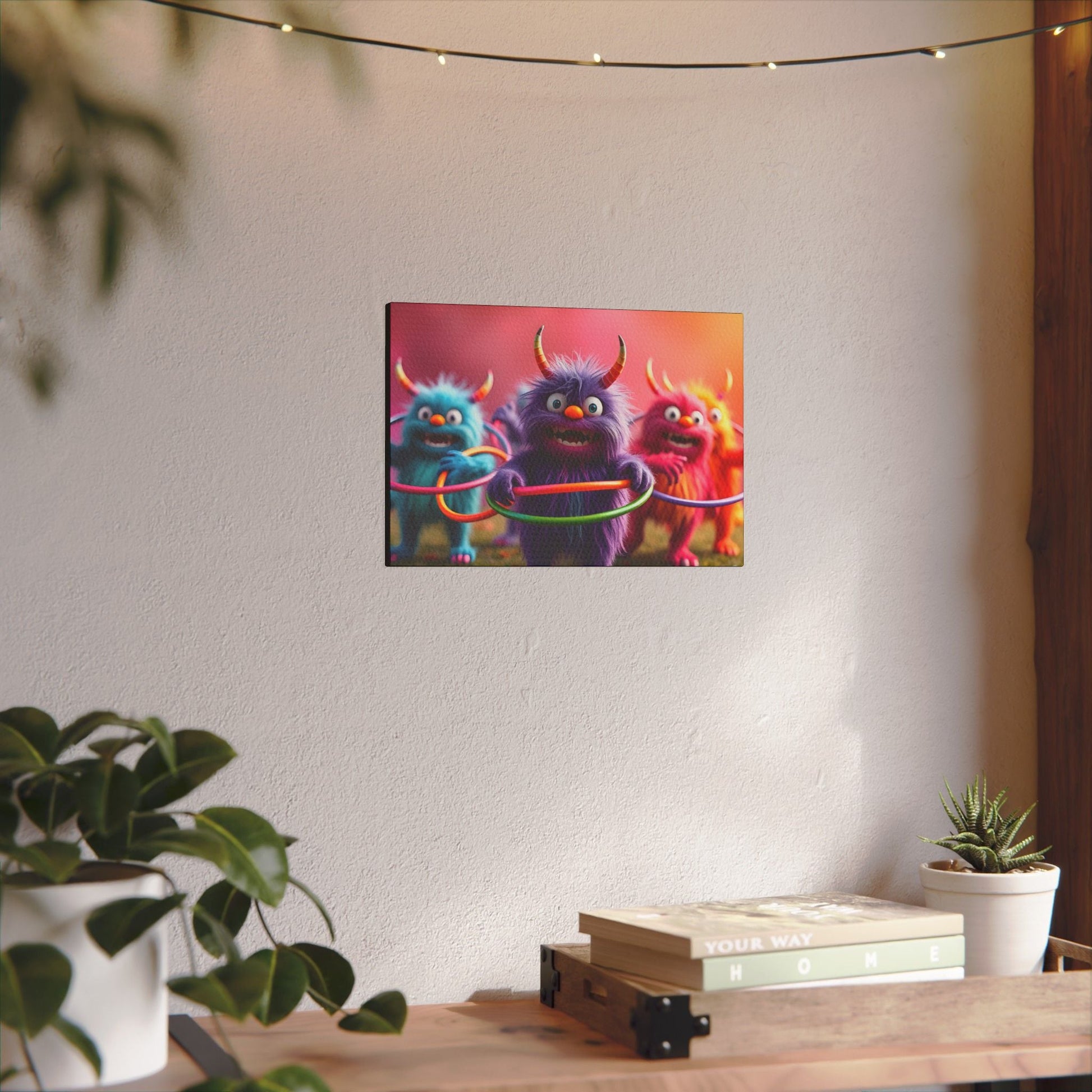 Canvas Print Cute Monsters Hula Hooping - Resonating Crystal Creations