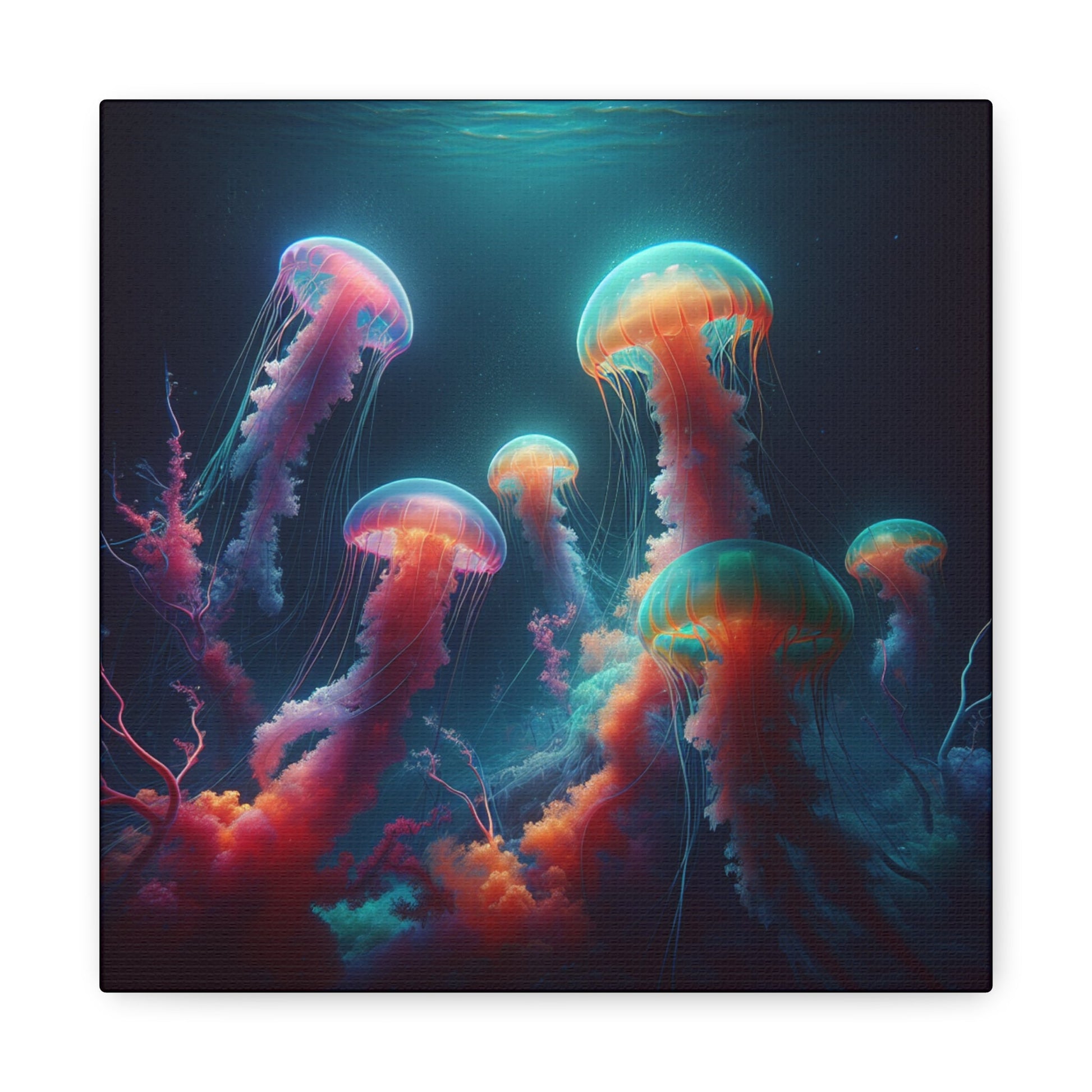 Canvas Print - Vibrant Colored Jellyfish - Resonating Crystal Creations