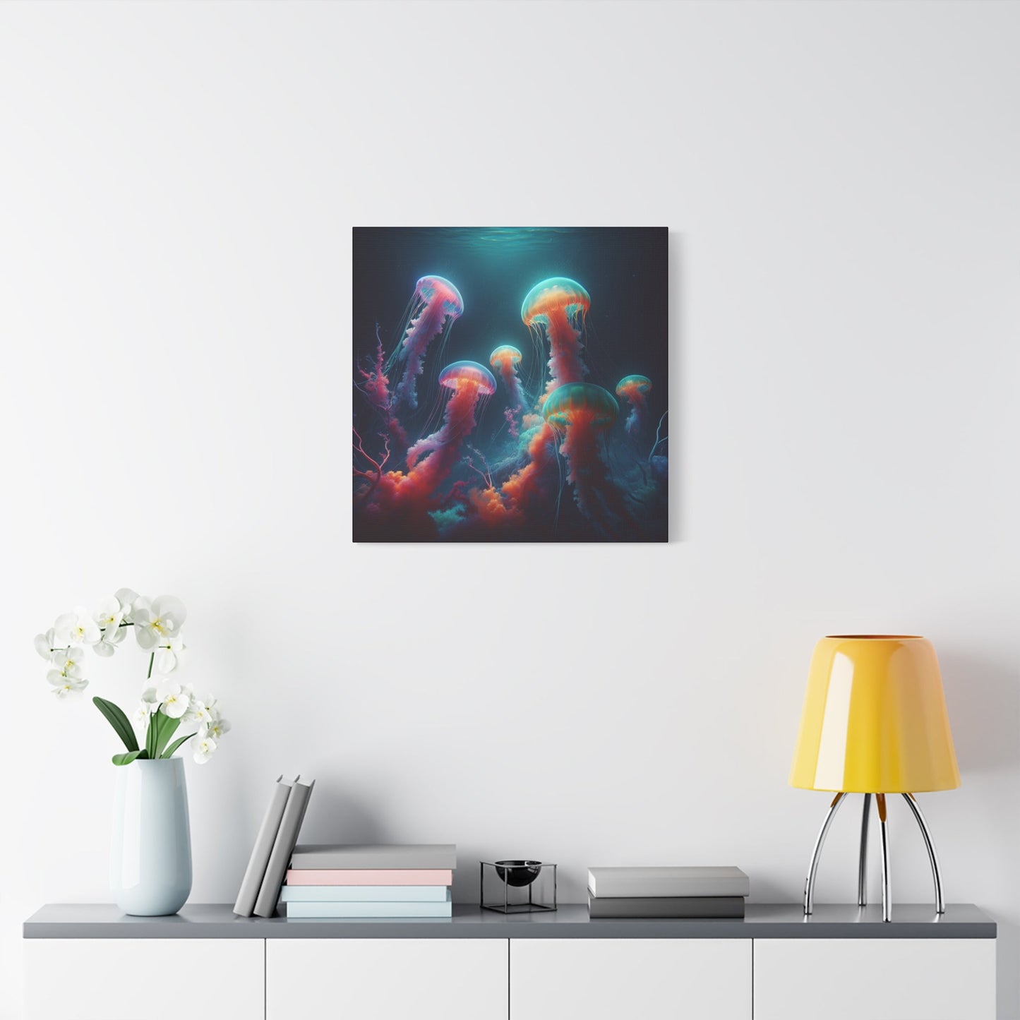 Canvas Print - Vibrant Colored Jellyfish - Resonating Crystal Creations