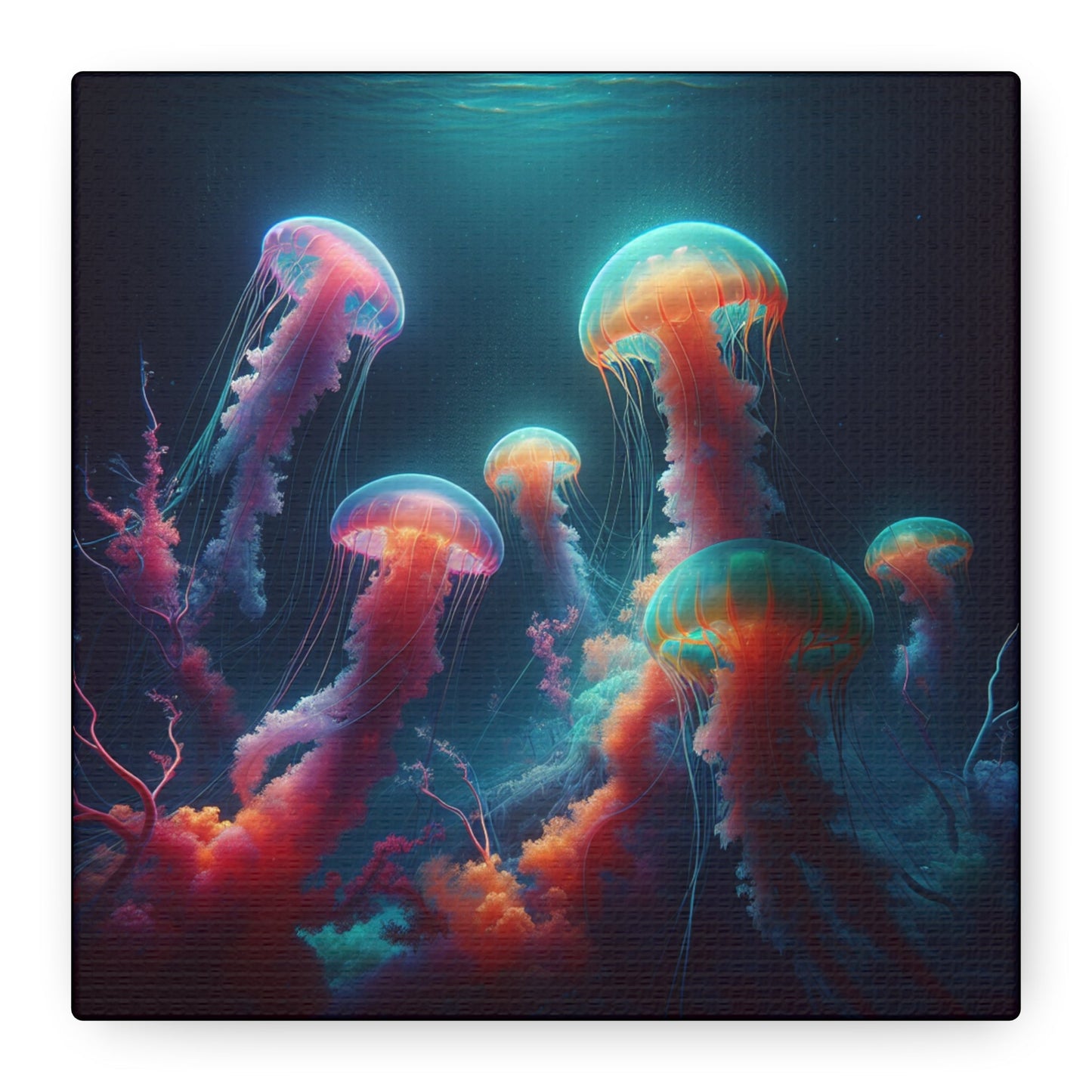 Canvas Print - Vibrant Colored Jellyfish - Resonating Crystal Creations