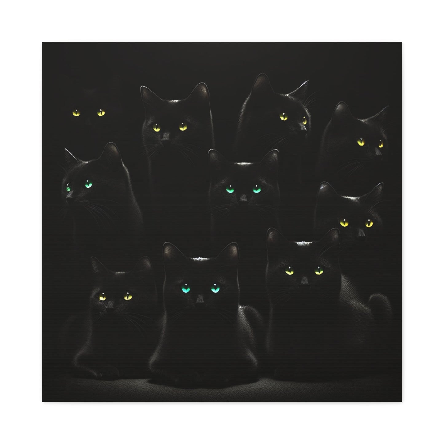 Canvas Wall Art - Black Cats on Black Background - Resonating Crystal Creations