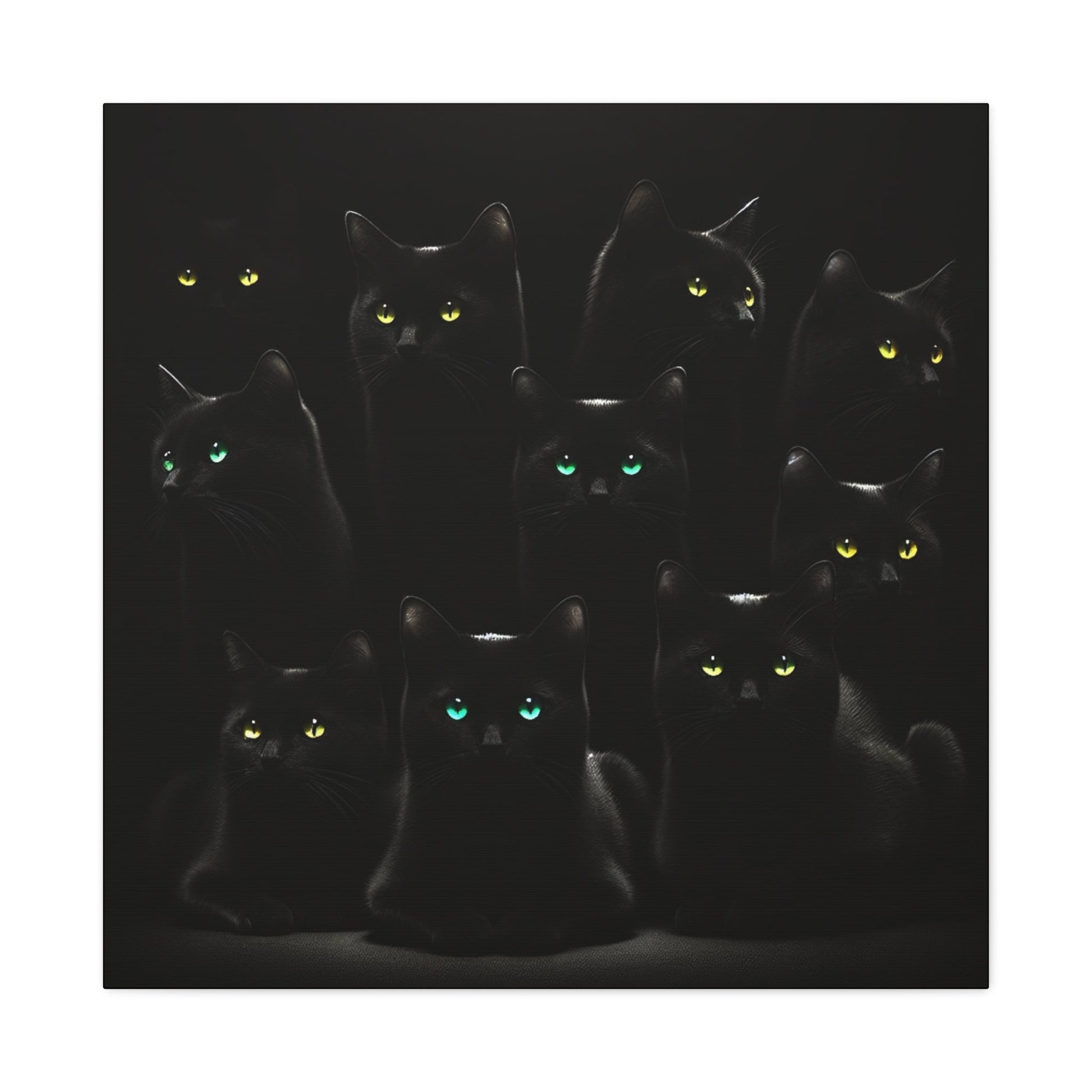 Canvas Wall Art - Black Cats on Black Background - Resonating Crystal Creations