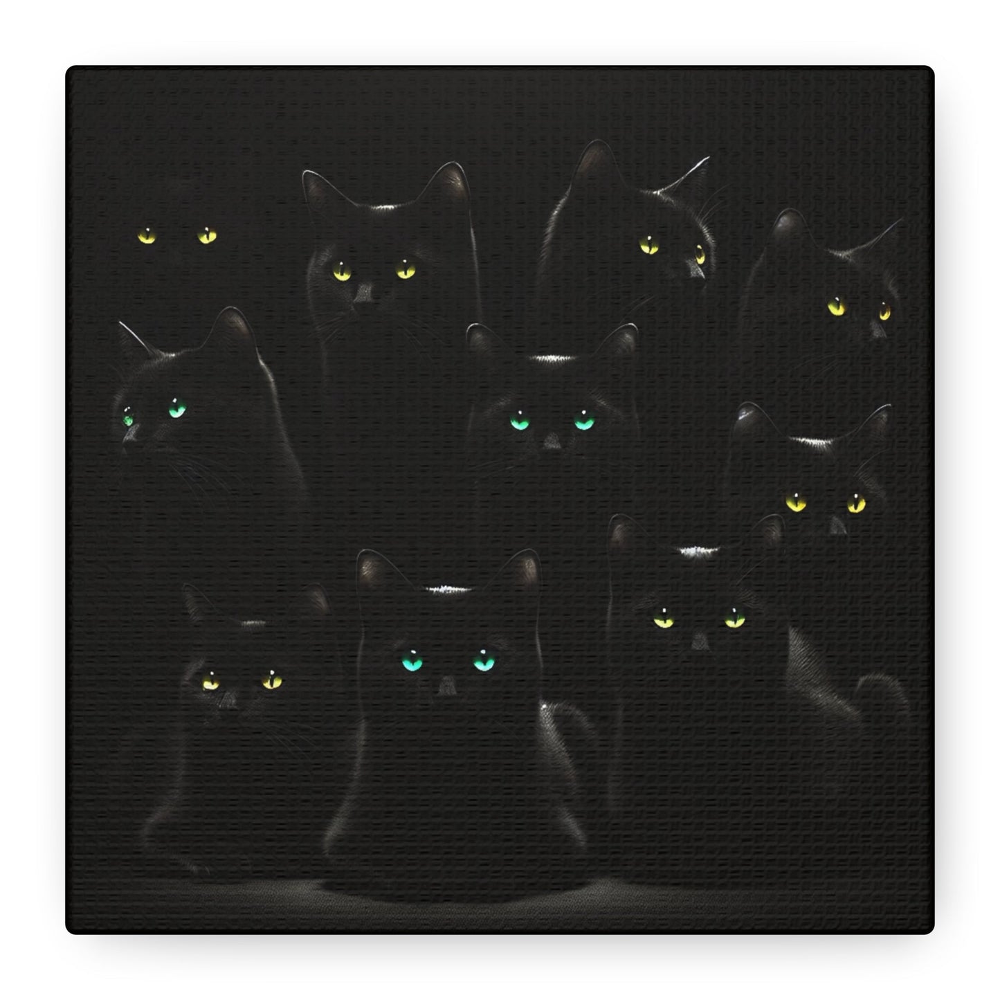 Canvas Wall Art - Black Cats on Black Background - Resonating Crystal Creations