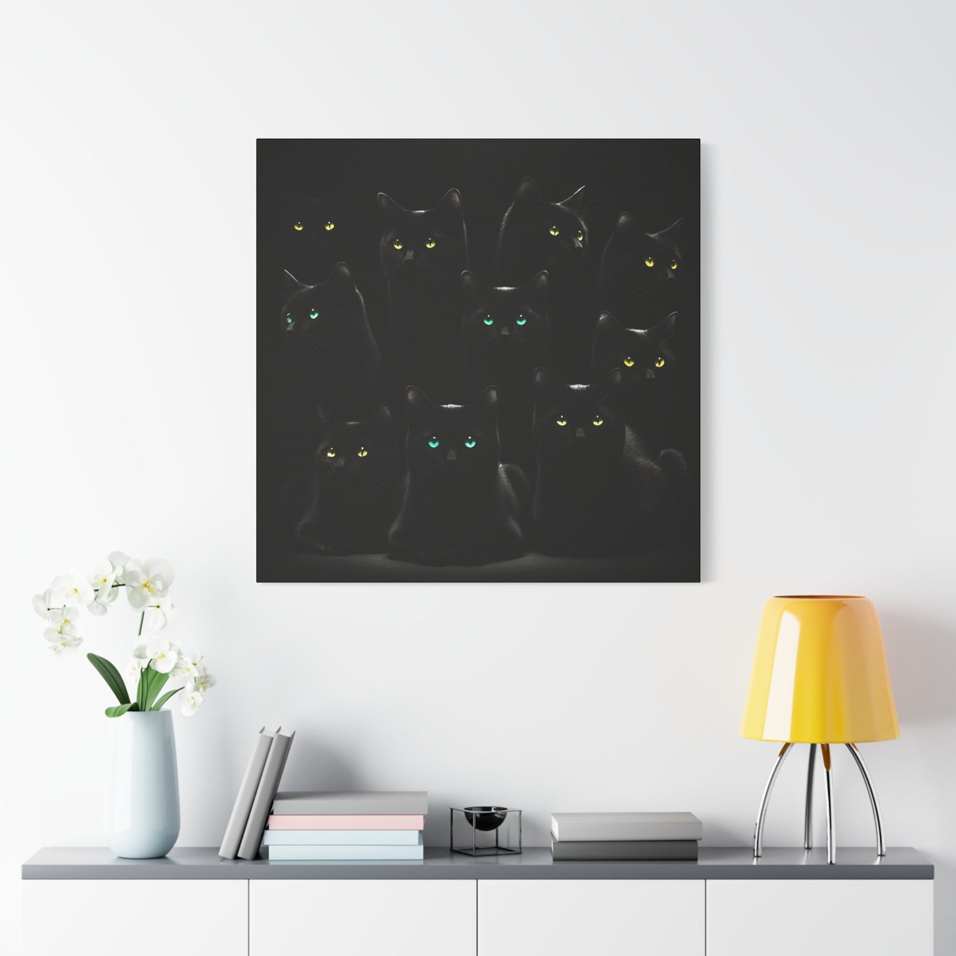 Canvas Wall Art - Black Cats on Black Background - Resonating Crystal Creations