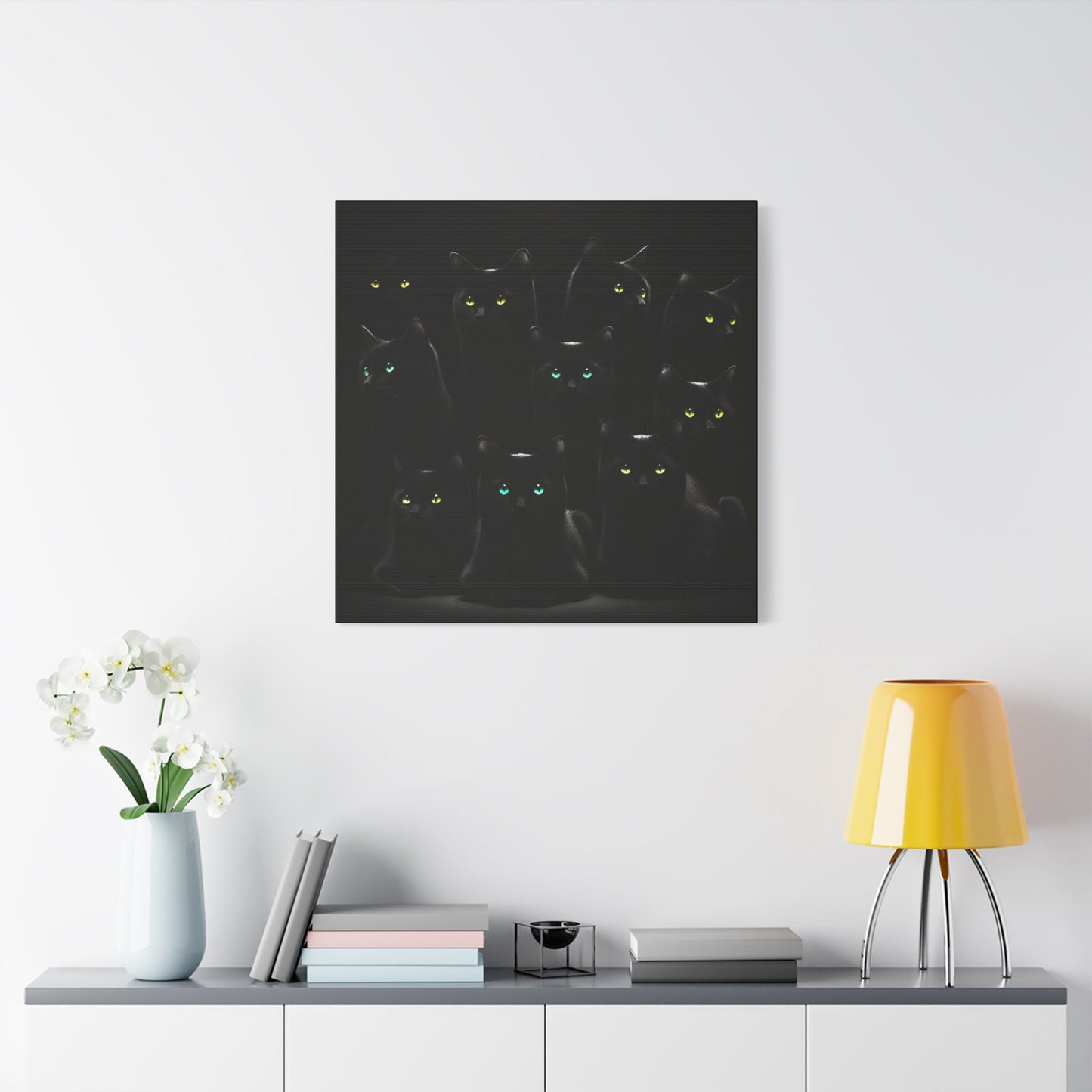 Canvas Wall Art - Black Cats on Black Background - Resonating Crystal Creations