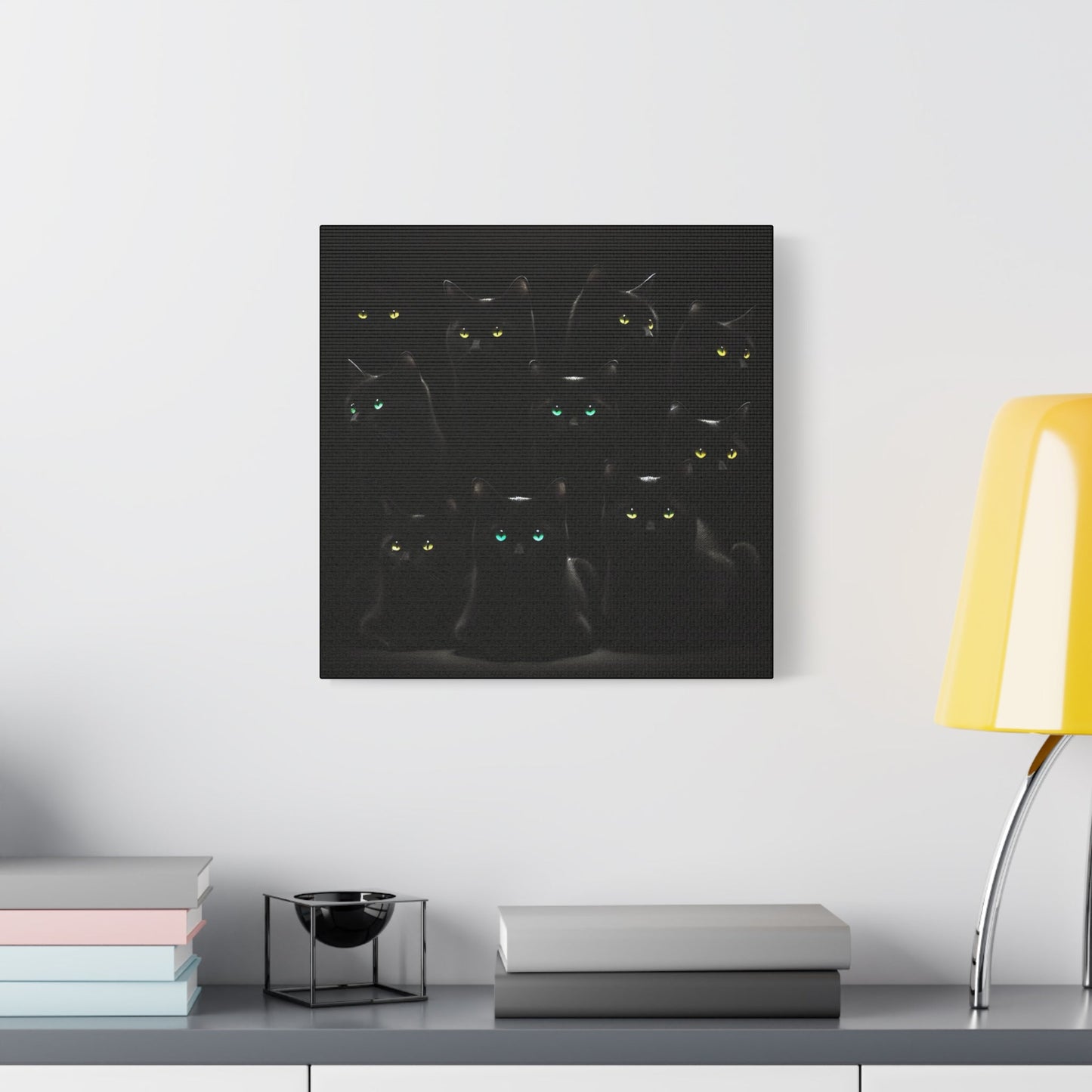 Canvas Wall Art - Black Cats on Black Background - Resonating Crystal Creations