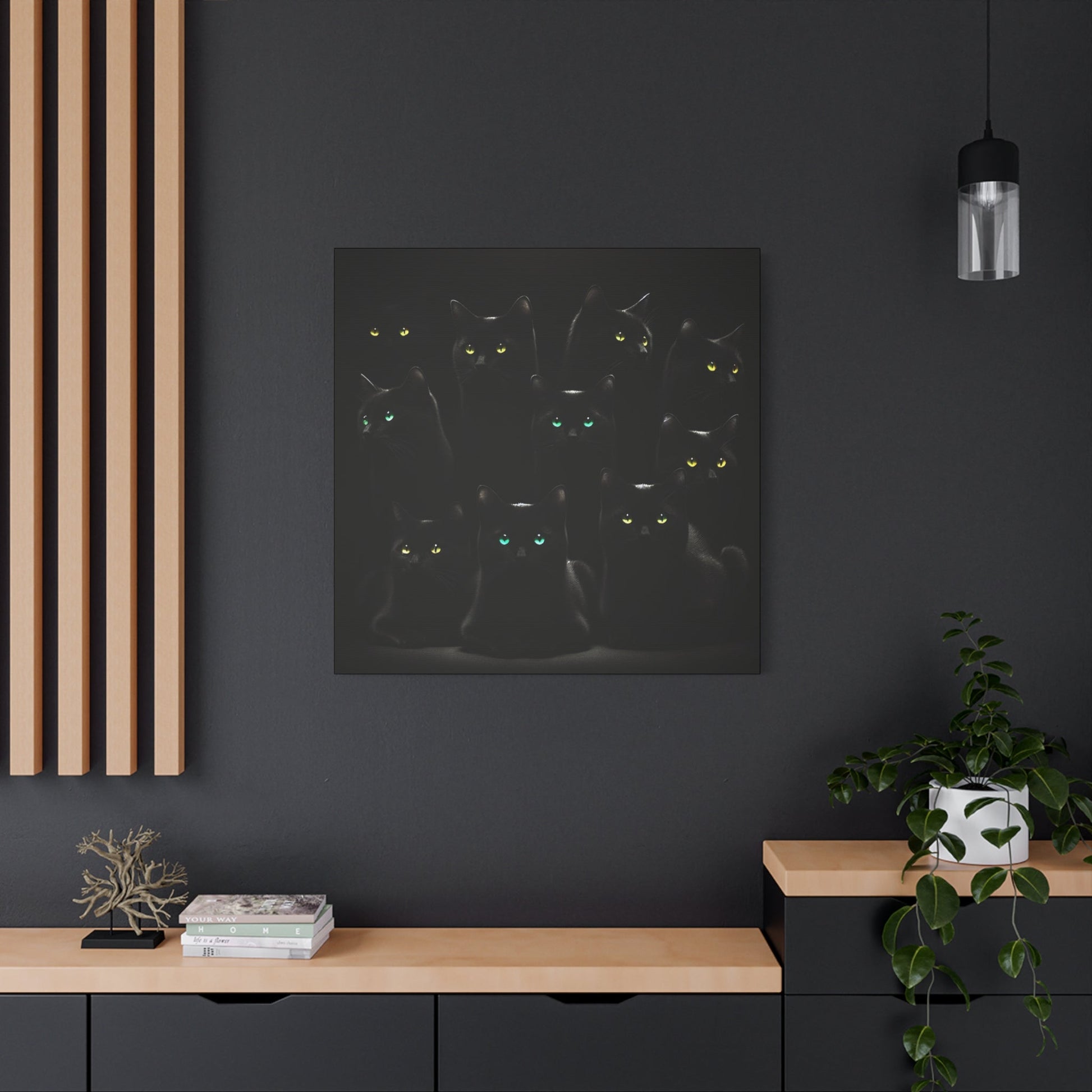 Canvas Wall Art - Black Cats on Black Background - Resonating Crystal Creations