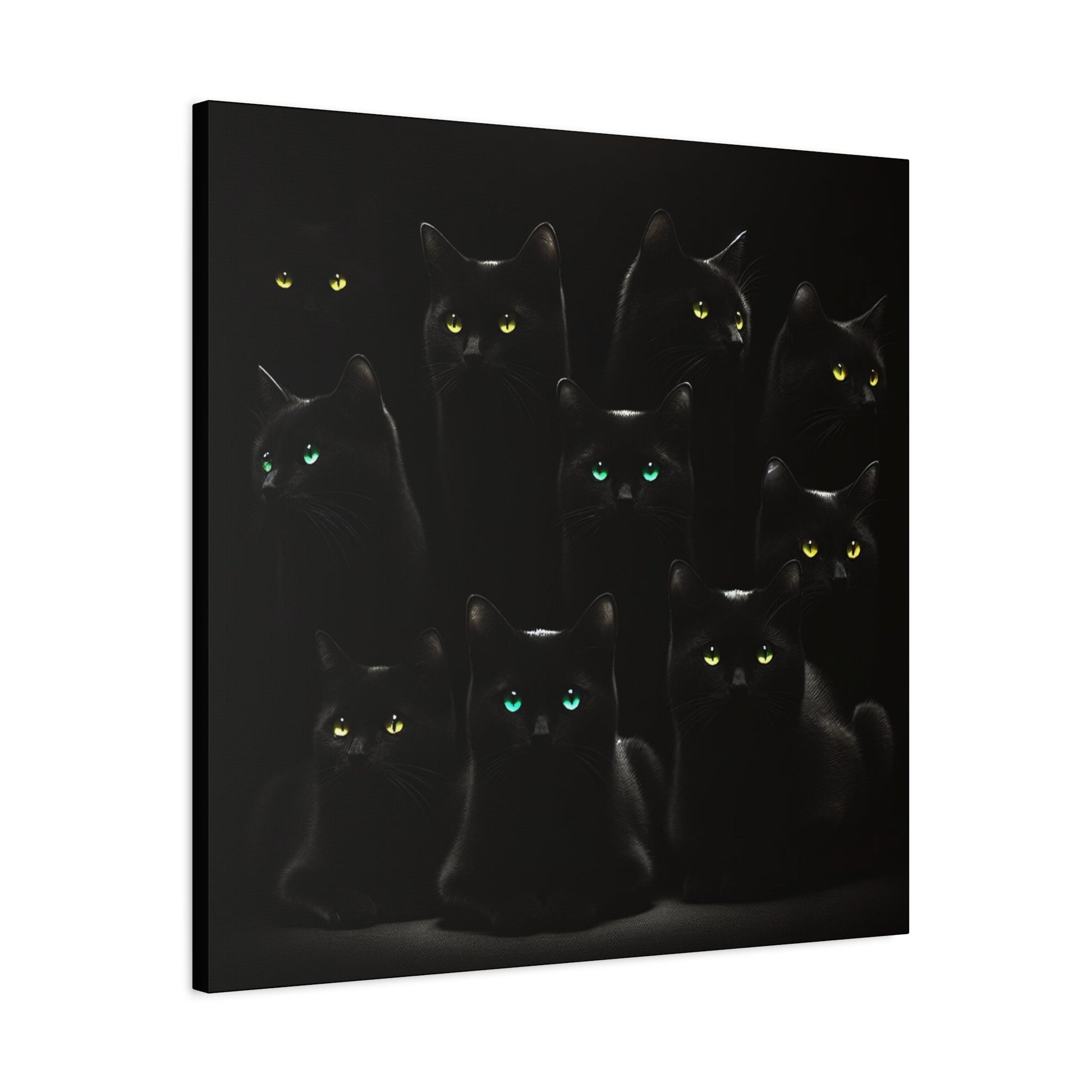 Canvas Wall Art - Black Cats on Black Background - Resonating Crystal Creations