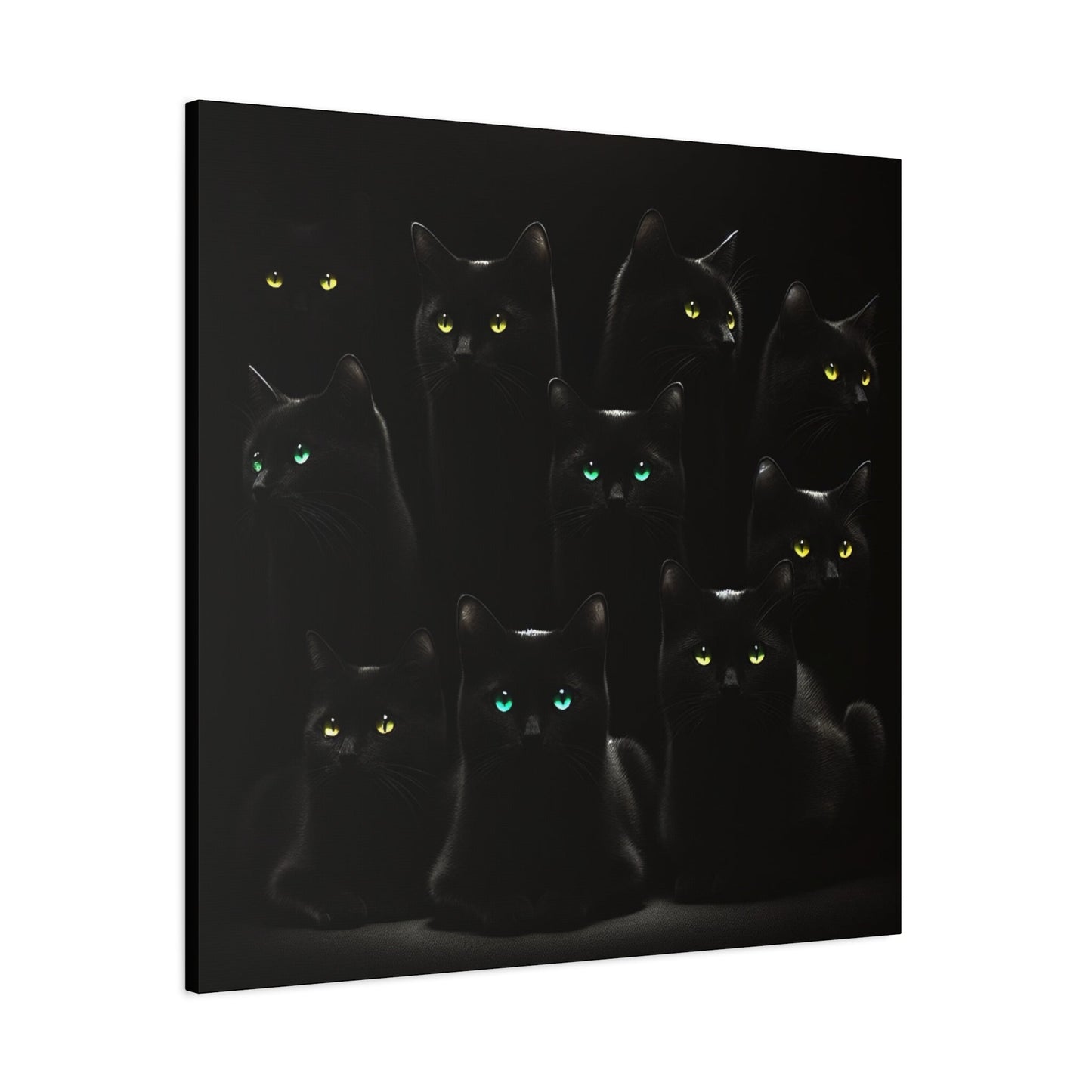 Canvas Wall Art - Black Cats on Black Background - Resonating Crystal Creations