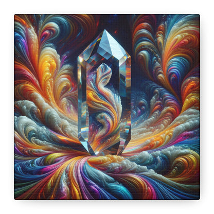 Canvas Wall Art Crystal and Swirling Colors Matte Stretched 1 25 Inch - Resonating Crystal Creations