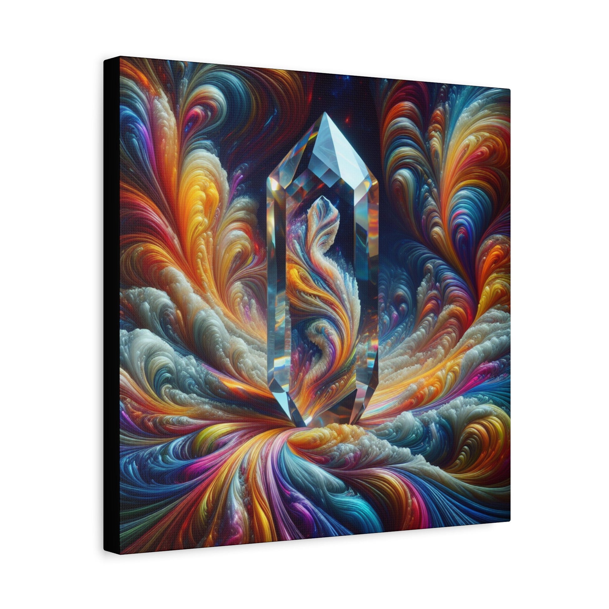 Canvas Wall Art Crystal and Swirling Colors Matte Stretched 1 25 Inch - Resonating Crystal Creations