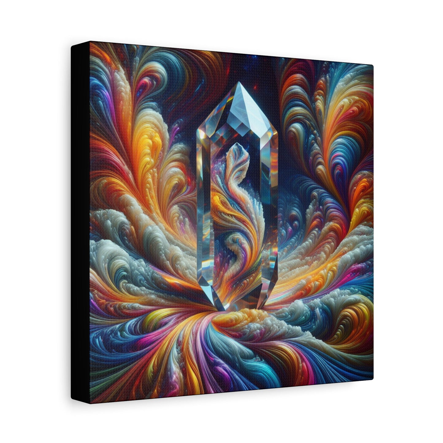 Canvas Wall Art Crystal and Swirling Colors Matte Stretched 1 25 Inch - Resonating Crystal Creations