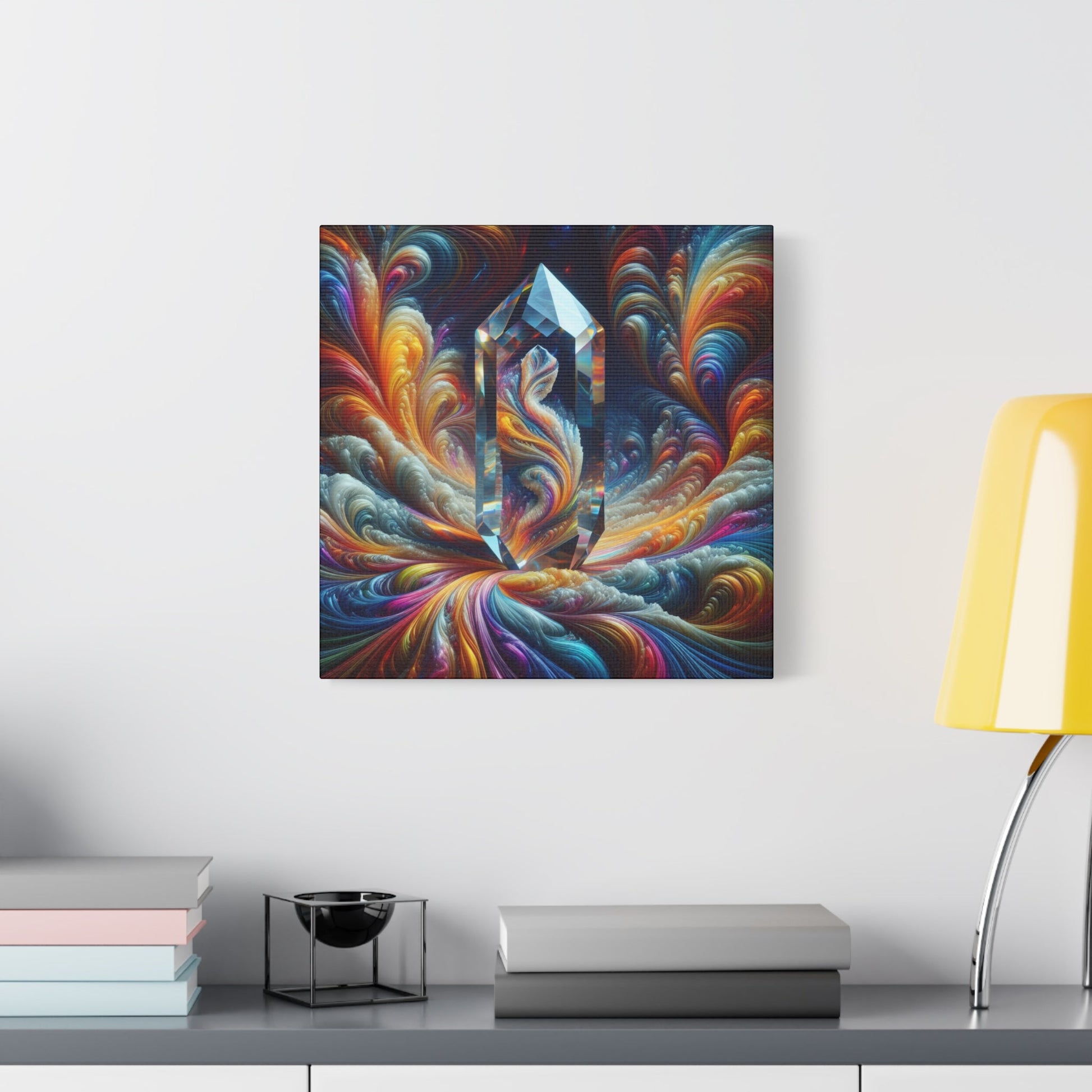 Canvas Wall Art Crystal and Swirling Colors Matte Stretched 1 25 Inch - Resonating Crystal Creations