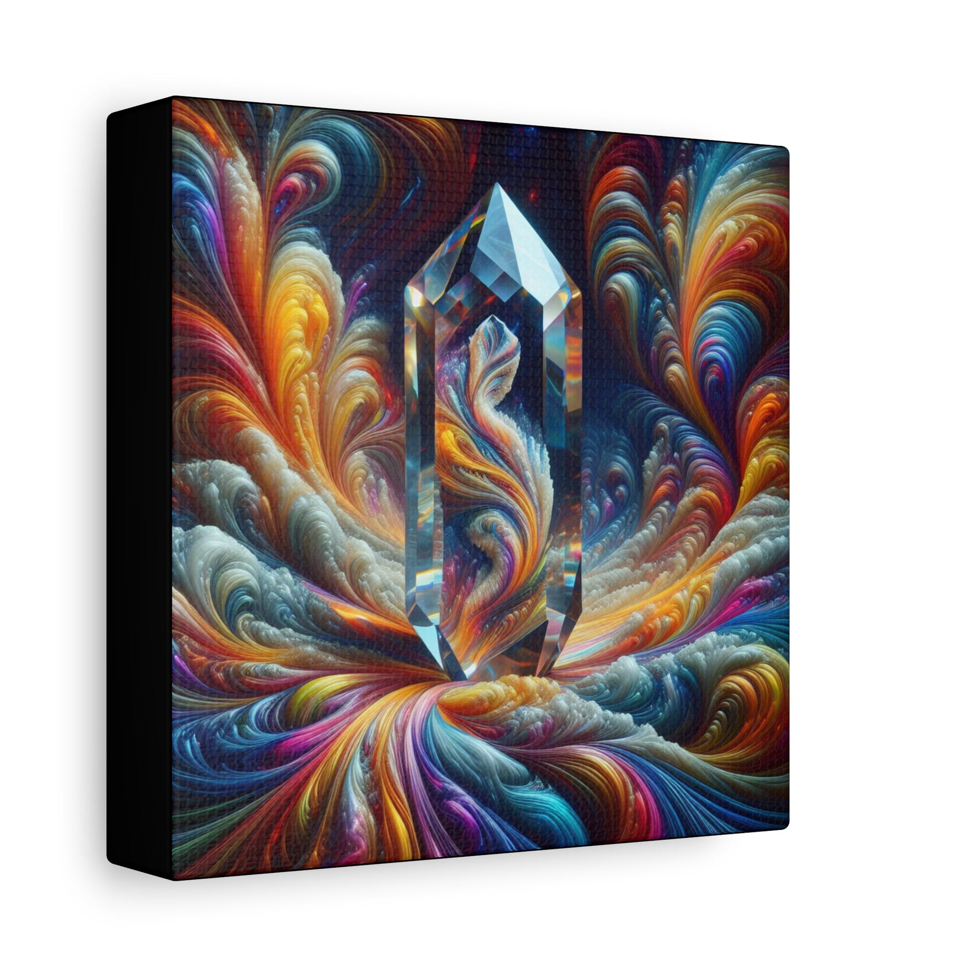 Canvas Wall Art Crystal and Swirling Colors Matte Stretched 1 25 Inch - Resonating Crystal Creations