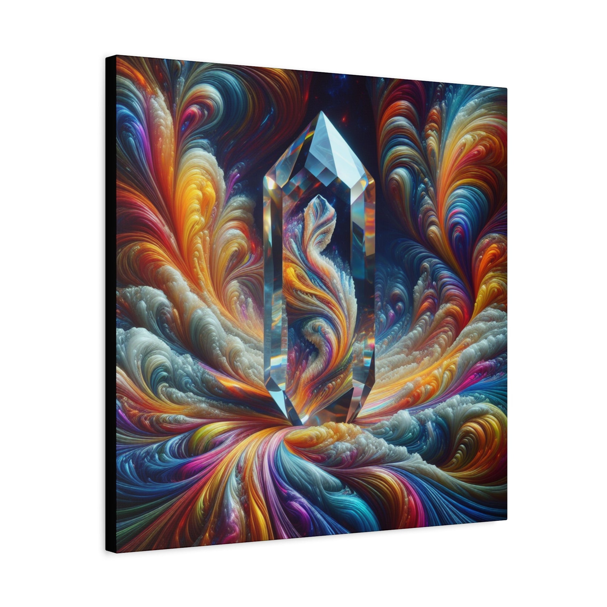 Canvas Wall Art Crystal and Swirling Colors Matte Stretched 1 25 Inch - Resonating Crystal Creations