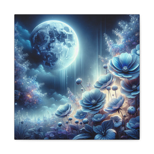 Canvas Wall Art Moon Flowers Full Moon - Resonating Crystal Creations