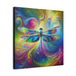 Canvas Wall Art - Psychedelic Dragonfly Design, Matte Finish - Resonating Crystal Creations