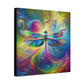 Canvas Wall Art - Psychedelic Dragonfly Design, Matte Finish - Resonating Crystal Creations