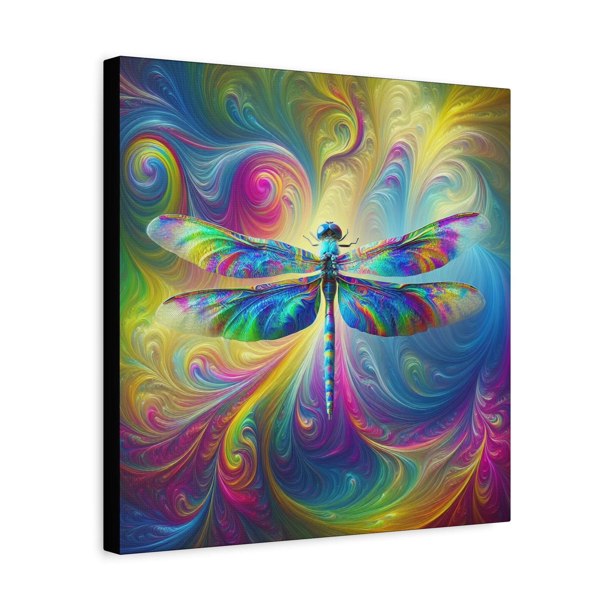 Canvas Wall Art - Psychedelic Dragonfly Design, Matte Finish - Resonating Crystal Creations