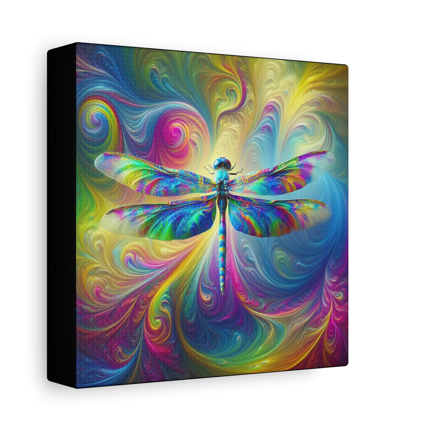 Canvas Wall Art - Psychedelic Dragonfly Design, Matte Finish - Resonating Crystal Creations