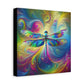 Canvas Wall Art - Psychedelic Dragonfly Design, Matte Finish - Resonating Crystal Creations