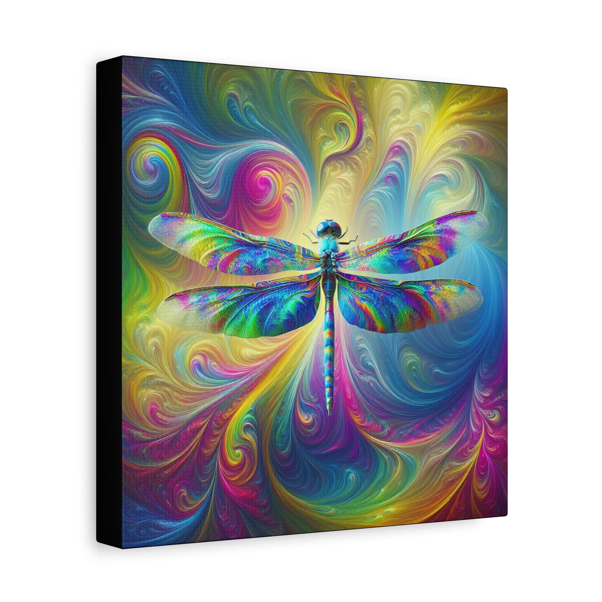 Canvas Wall Art - Psychedelic Dragonfly Design, Matte Finish - Resonating Crystal Creations