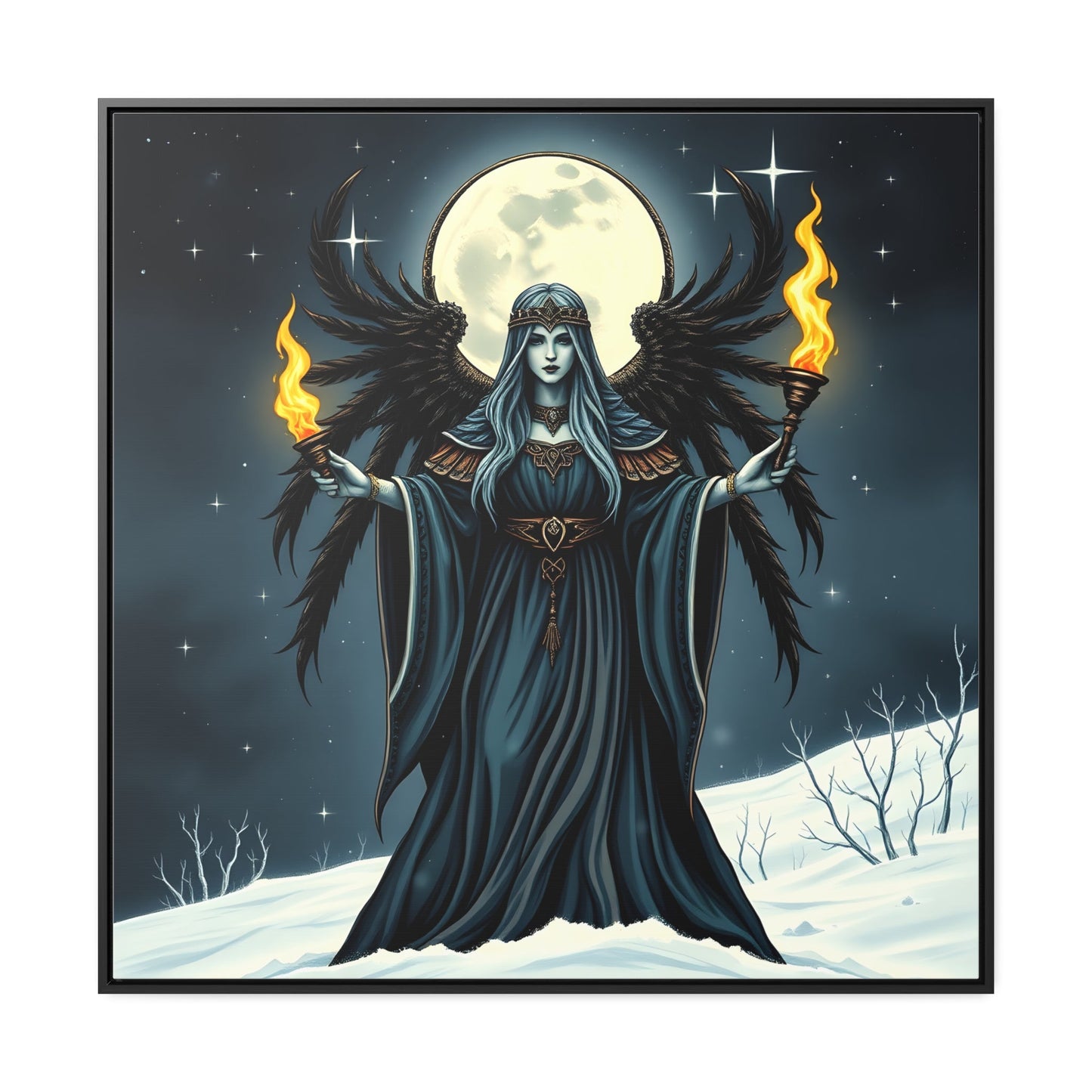 Canvas Wrap Hekate Winter Moon Art - Resonating Crystal Creations