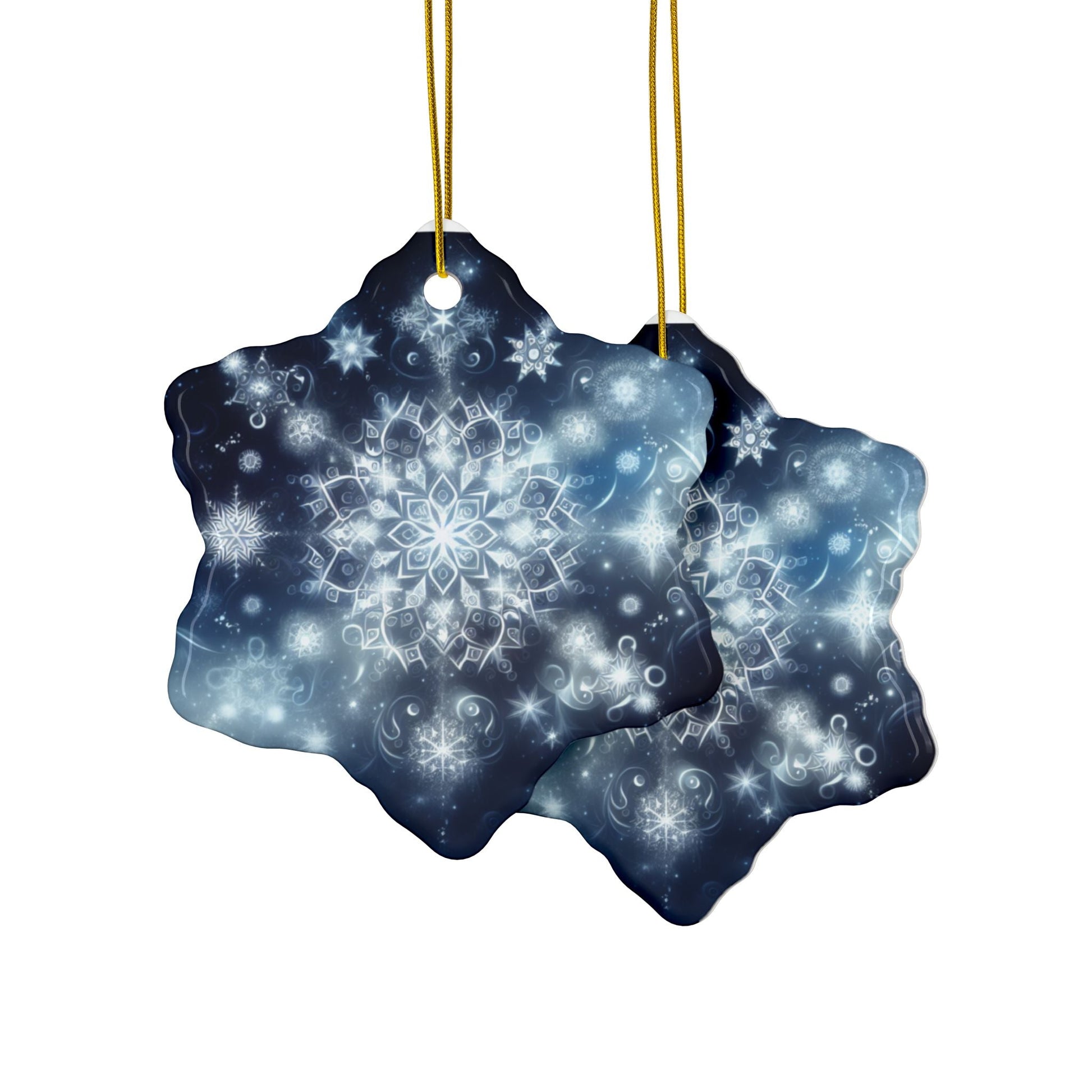 Christmas Ceramic Ornaments - Geometric Snowflake Design - Resonating Crystal Creations