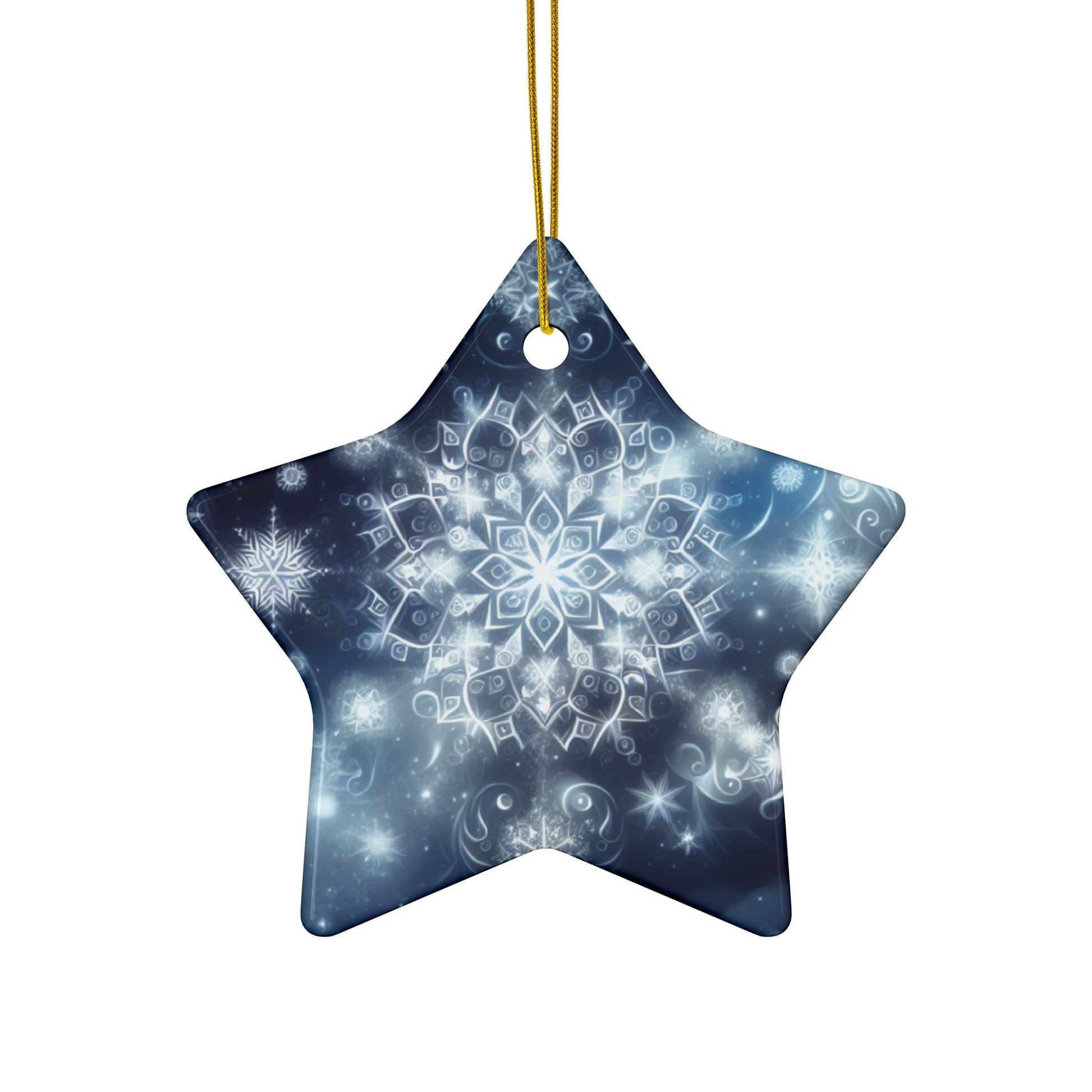 Christmas Ceramic Ornaments - Geometric Snowflake Design - Resonating Crystal Creations