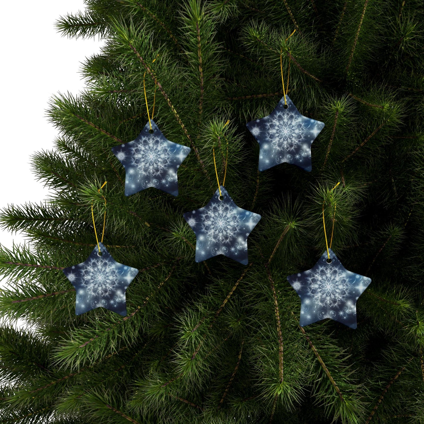 Christmas Ceramic Ornaments - Geometric Snowflake Design - Resonating Crystal Creations