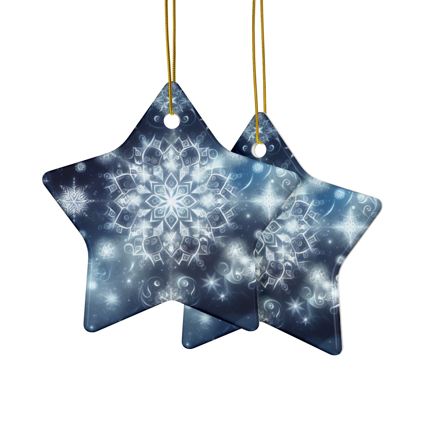 Christmas Ceramic Ornaments - Geometric Snowflake Design - Resonating Crystal Creations