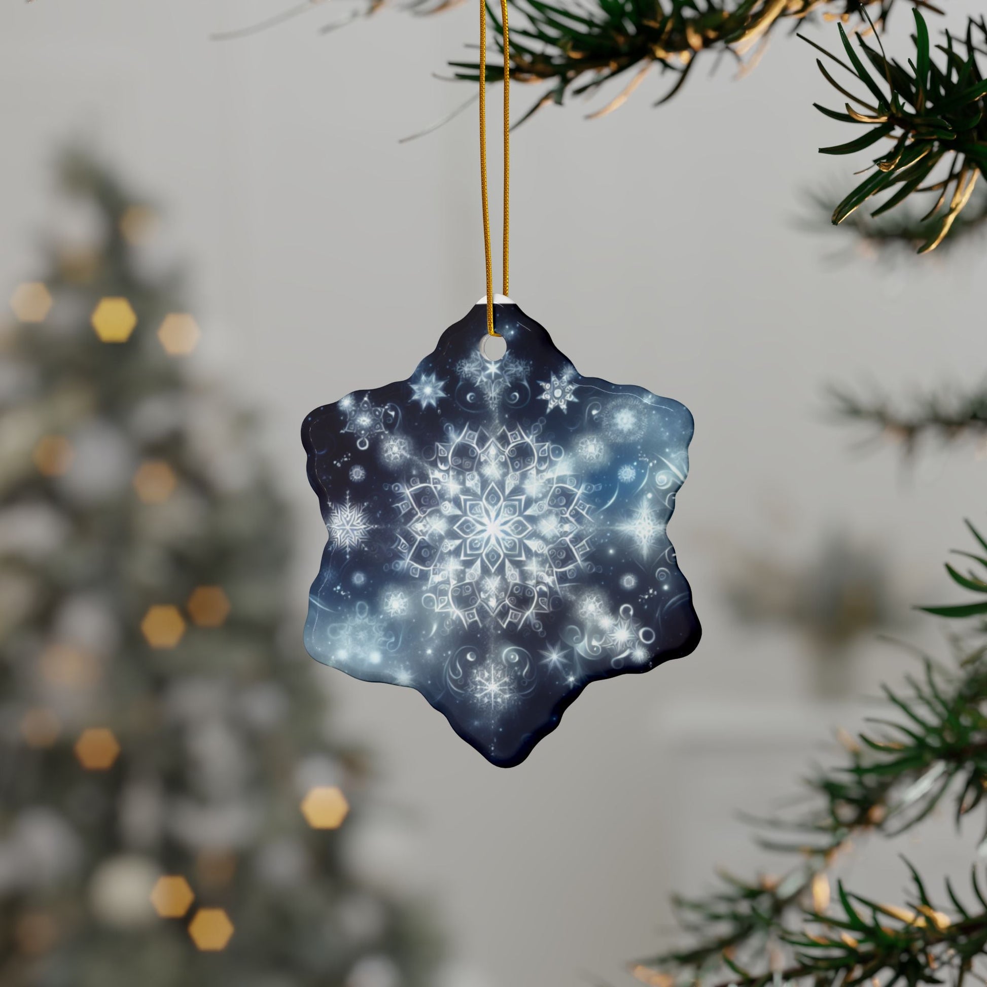 Christmas Ceramic Ornaments - Geometric Snowflake Design - Resonating Crystal Creations