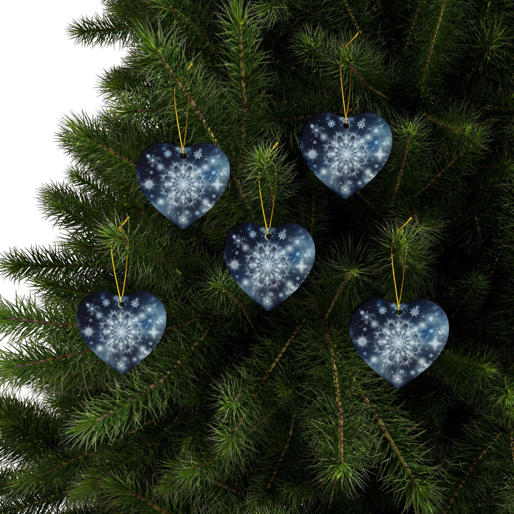 Christmas Ceramic Ornaments - Geometric Snowflake Design - Resonating Crystal Creations