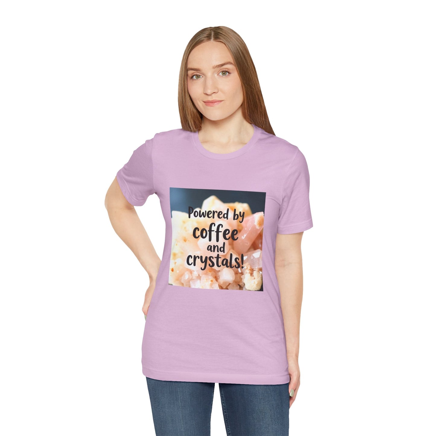 Coffee and Crystals Unisex Tee, Crystal Lover T-Shirt, Coffee Addict Shirt, Boho Style Top, Meditation Apparel - Resonating Crystal Creations