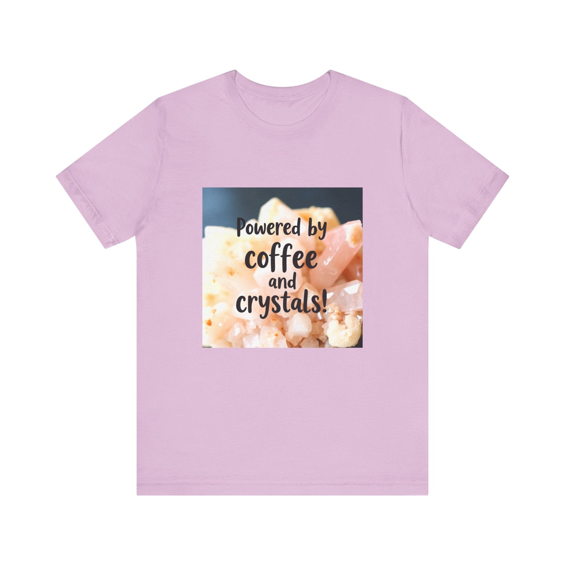 Coffee and Crystals Unisex Tee, Crystal Lover T-Shirt, Coffee Addict Shirt, Boho Style Top, Meditation Apparel - Resonating Crystal Creations