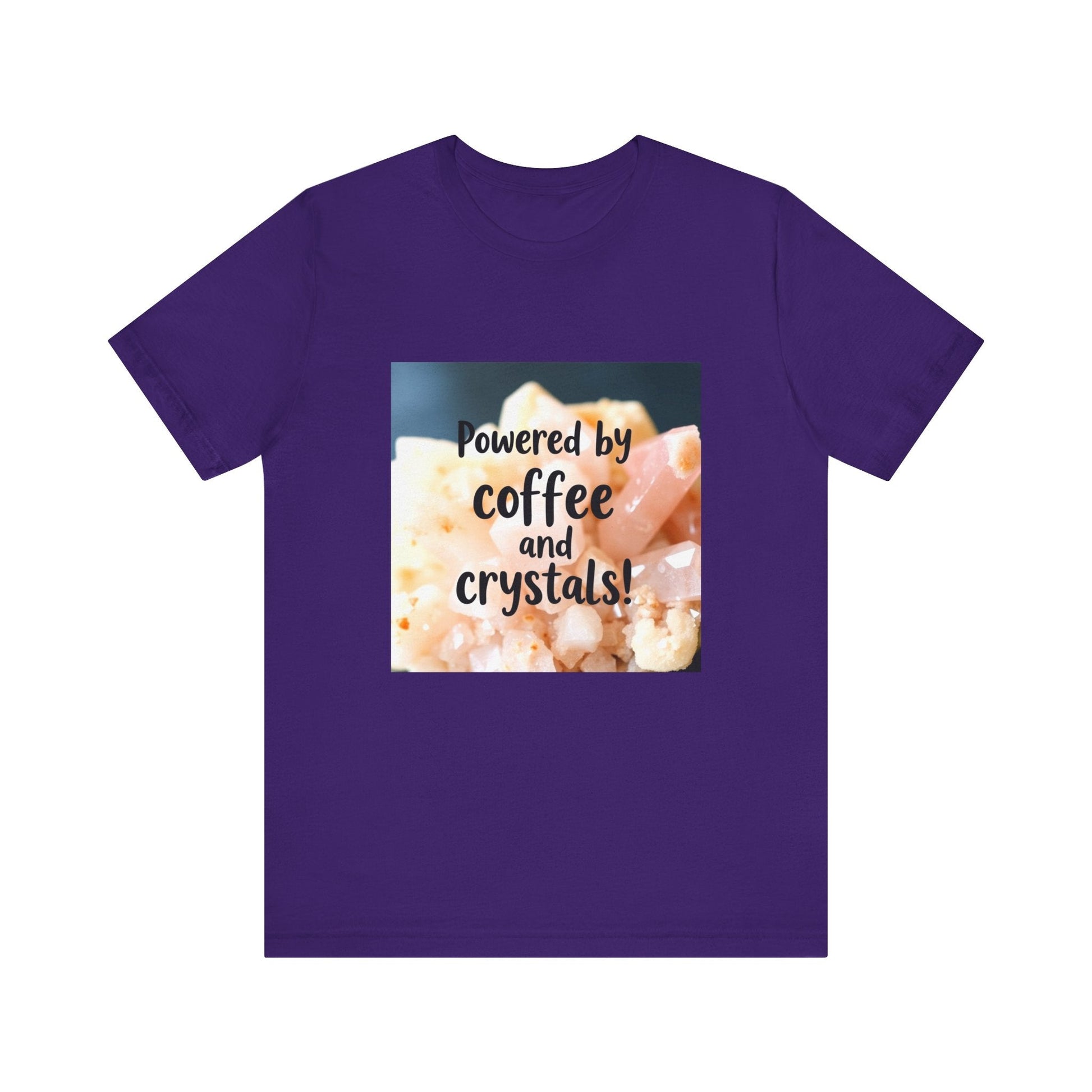 Coffee and Crystals Unisex Tee, Crystal Lover T-Shirt, Coffee Addict Shirt, Boho Style Top, Meditation Apparel - Resonating Crystal Creations